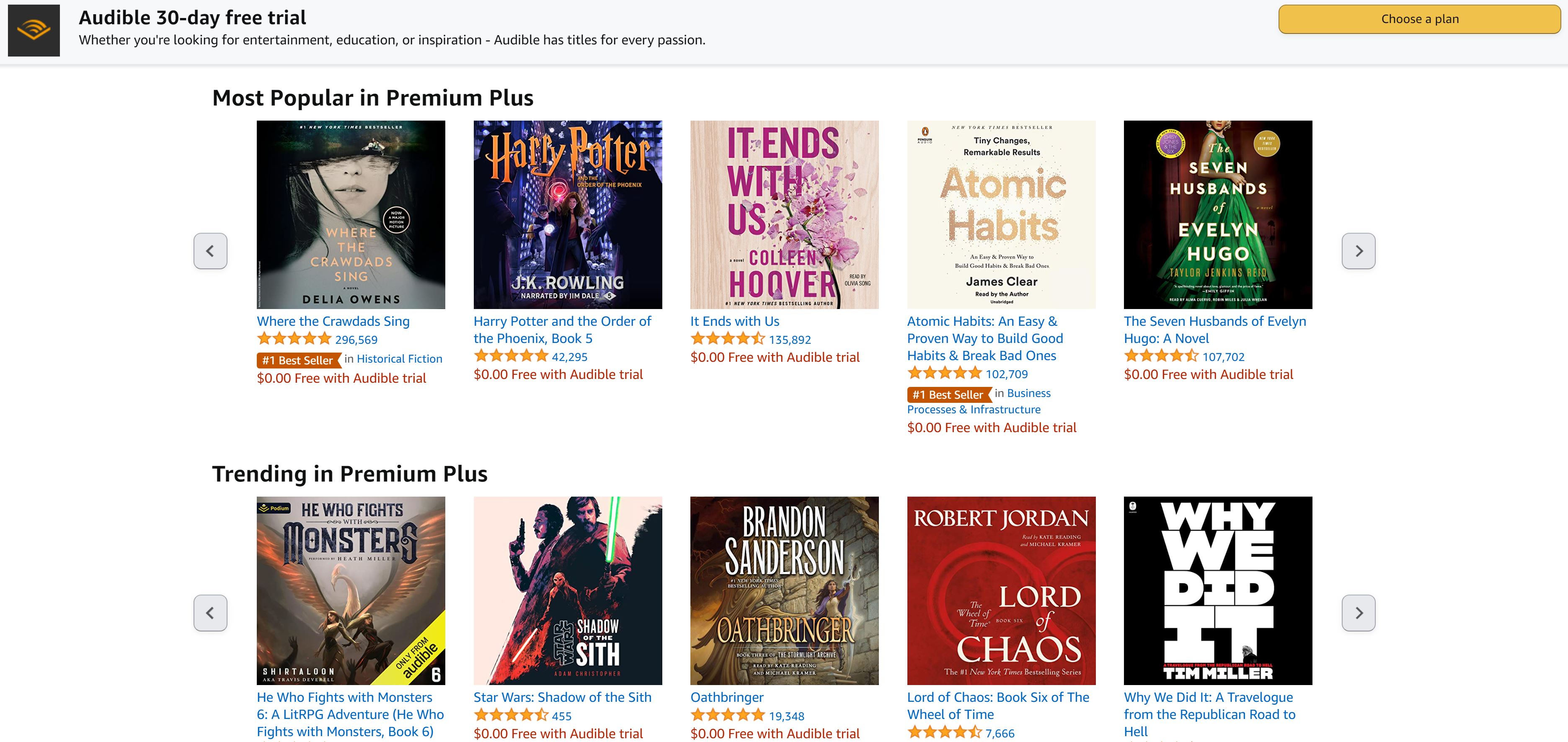 Amazon Audible sample titles