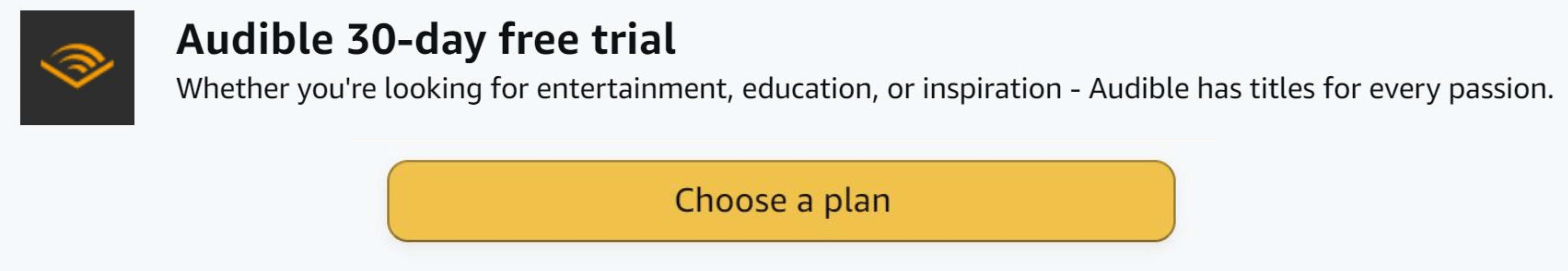 Audible 30-day free trial banner