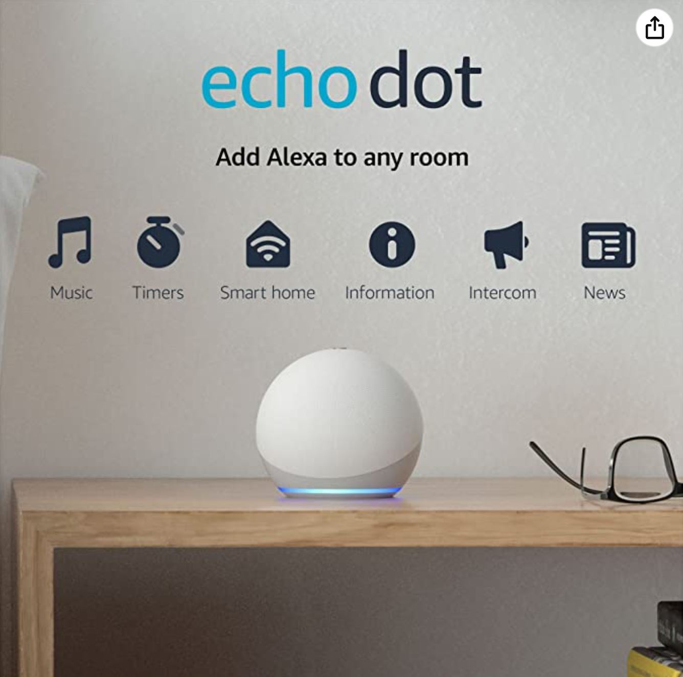 Echo Dot (4th Gen) Smart speaker with Alexa Glacier White