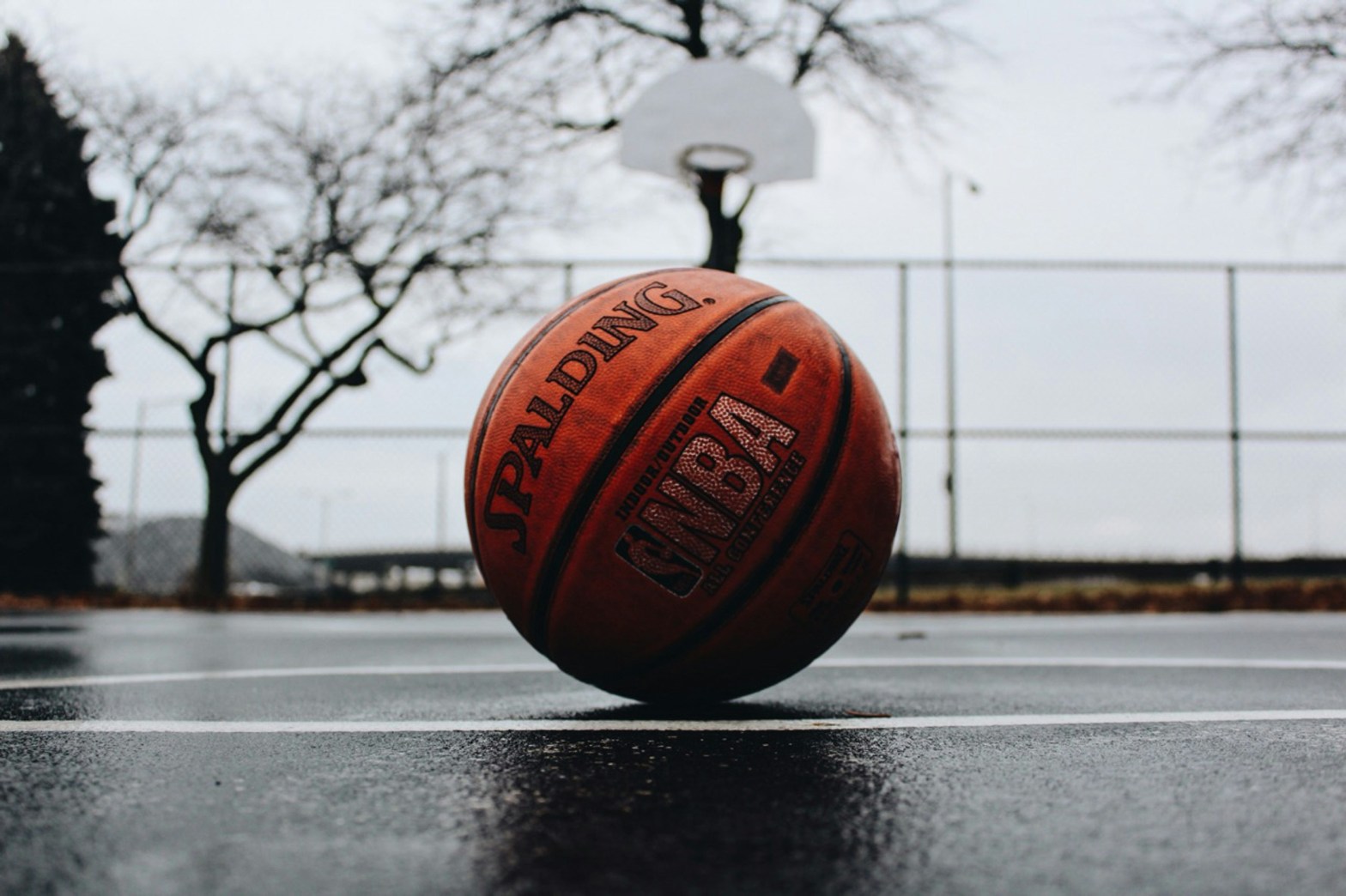 ball on a basketball court